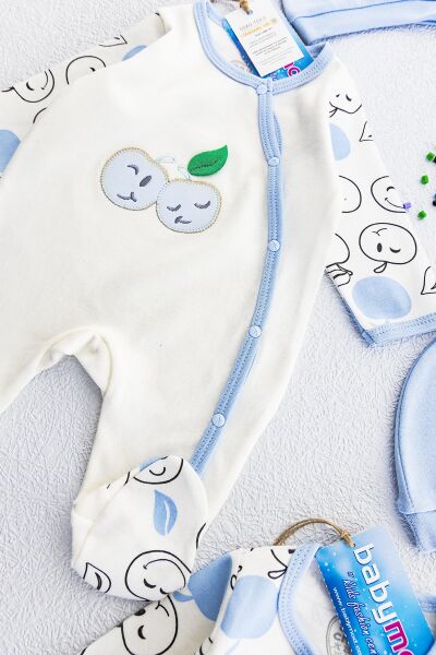 Elma Temalı Uzun Kollu İkili Bebek Tulum Takımı