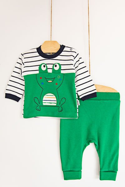 Kurbağa Figürlü Erkek Bebek Takım Layette