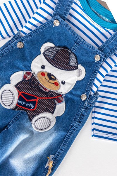 Denim Kumaş Bol Kesim Erkek Bebek Salopet Tulum Takım