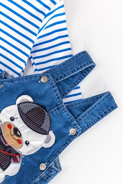 Denim Kumaş Bol Kesim Erkek Bebek Salopet Tulum Takım