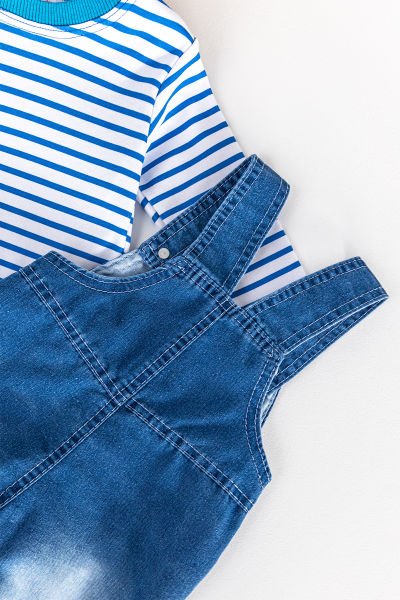 Denim Kumaş Bol Kesim Erkek Bebek Salopet Tulum Takım