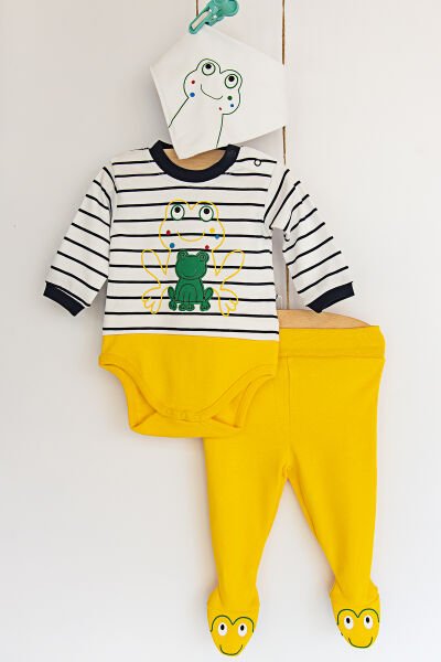 Kurbağa Figürlü Çıt Çıtlı Body Bebek Takım