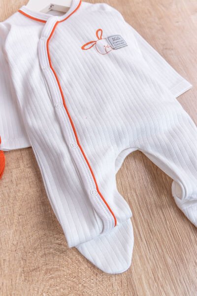 Tavşan Figürlü 2'li Uzun Kollu Kız/Erkek Bebek Tulum Takım Tarçın  - 3-6 AY