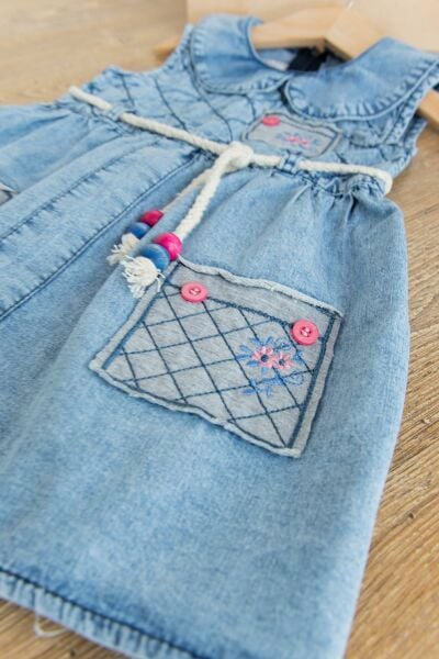 Kız Çocuk Askılı Yazlık Kot Elbise Çocuk Jile