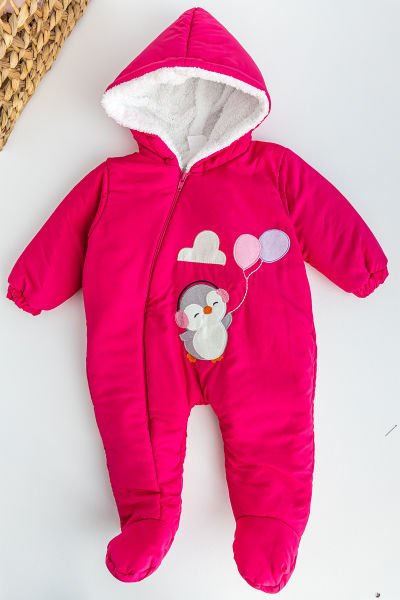 Kuş Figürlü Pembe İçi Peluş Kız Bebek Astronot Tulum
