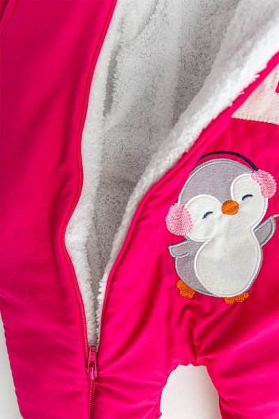 Kuş Figürlü Pembe İçi Peluş Kız Bebek Astronot Tulum