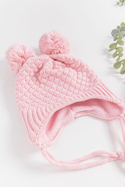 Ponponlu 0-18 Ay Kız Bebek Atkı Bere Eldiven Takımı