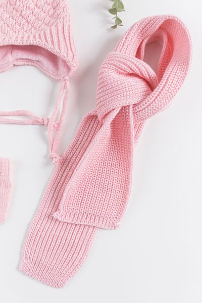 Ponponlu 0-18 Ay Kız Bebek Atkı Bere Eldiven Takımı