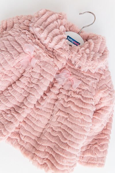 Kız Bebek Mont Fiyonk Detaylı Kız Bebek Peluş Mont