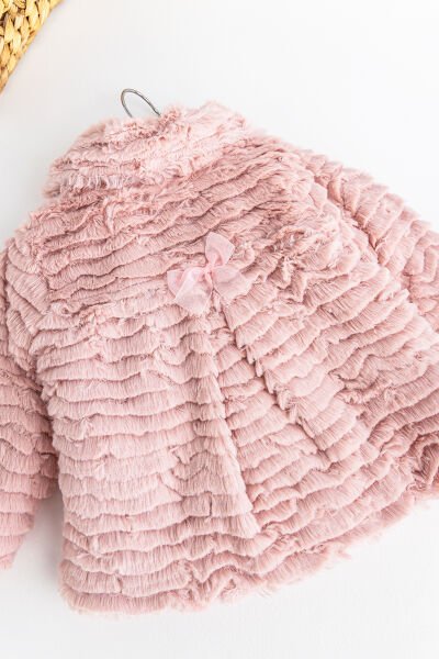 Kız Bebek Mont Fiyonk Detaylı Kız Bebek Peluş Mont