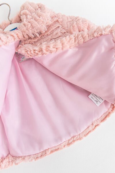 Kız Bebek Mont Fiyonk Detaylı Kız Bebek Peluş Mont