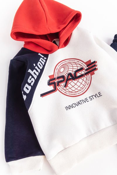 Kapüşonlu Yazı Baskılı Erkek Çocuk Eşofman Takımı