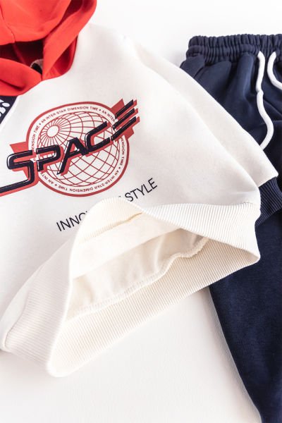 Kapüşonlu Yazı Baskılı Erkek Çocuk Eşofman Takımı