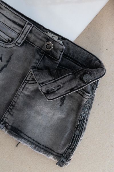 Fashion Taş İşlemeli Eskitme Kız Bebek Kot Etek