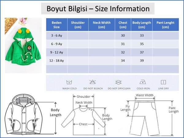 Aslan Figürlü Yeşil İçi Peluş Erkek Bebek Mont