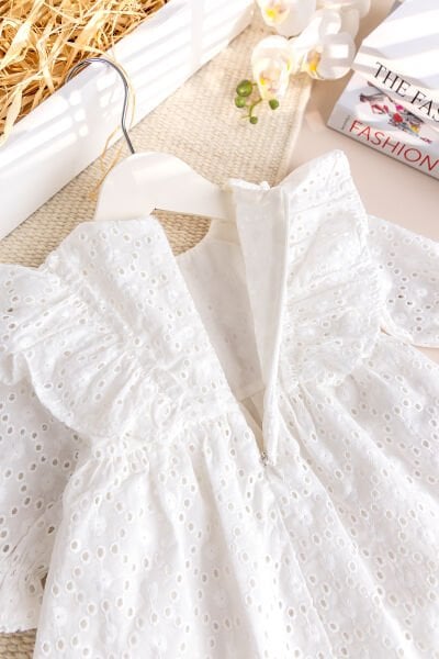 Fisto 100% Pamuk Şık Kız Bebek Elbise Mevlüt Elbisesi Ekru