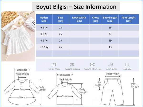 Fisto 100% Pamuk Şık Kız Bebek Elbise Mevlüt Elbisesi Ekru