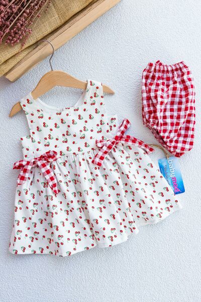 Kiraz Desenli Yazlık Bebek Elbise