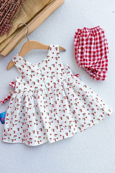 Kiraz Desenli Yazlık Bebek Elbise