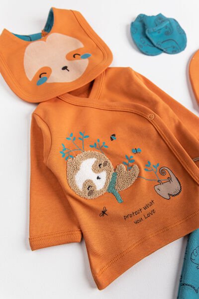 Koala Figürlü 5 Parça Erkek Bebek Hastane Çıkışı Bebek Takım Tarçın  -  0-3 AY