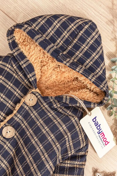 Ayıcık Figürlü İçi Peluş Erkek Bebek Tulum