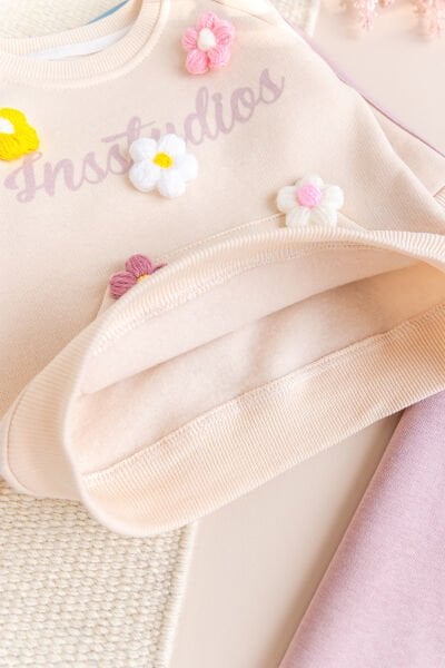 İki İplik Şardonlu Pamuklu 2'li Kız Bebek/Çocuk Takım Set