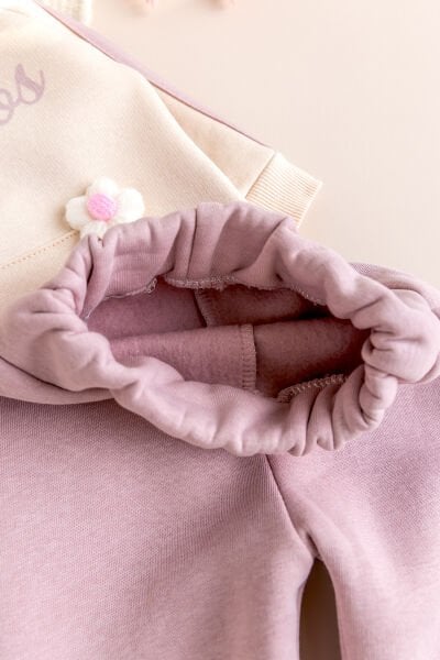 İki İplik Şardonlu Pamuklu 2'li Kız Bebek/Çocuk Takım Set