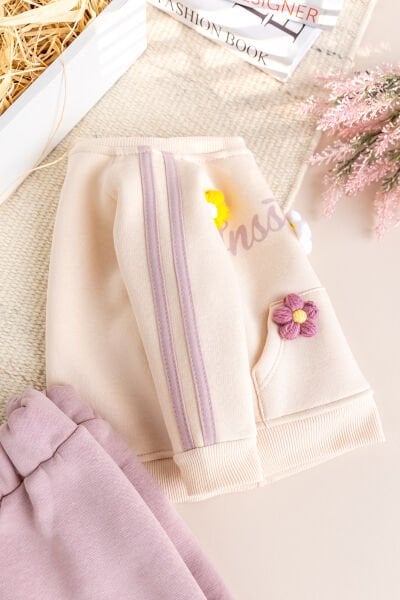 İki İplik Şardonlu Pamuklu 2'li Kız Bebek/Çocuk Takım Set