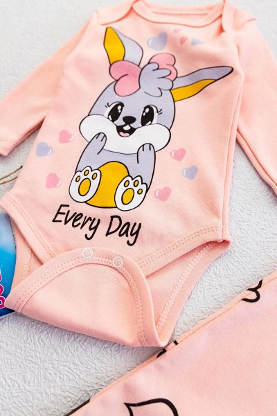Minik Tavşan Üçlü Kız Bebek Takım