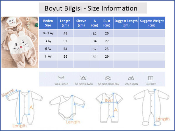 Figürlü Welsoft Peluş Kız/Erkek Bebek Tulum