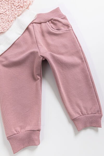 Kapüşonlu Hırkalı 3'lü Kız Bebek Takım