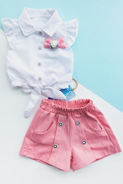 Puantiyeli Yazlık Kız Çocuk İkili Takım