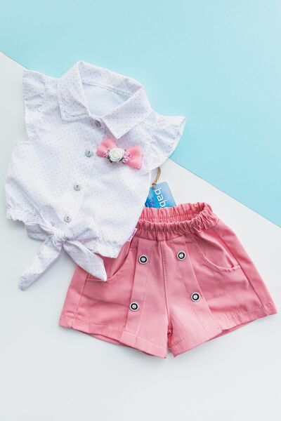 Puantiyeli Yazlık Kız Çocuk İkili Takım