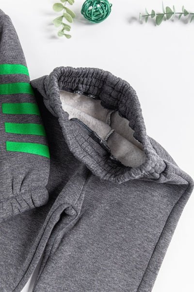 Kapüşonlu Çizgi Şeritli Erkek Çocuk Eşofman Takımı