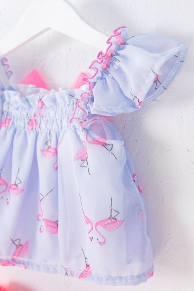 Fiyonklu Askılı Yazlık Kız Bebek Elbise Bebek Takım