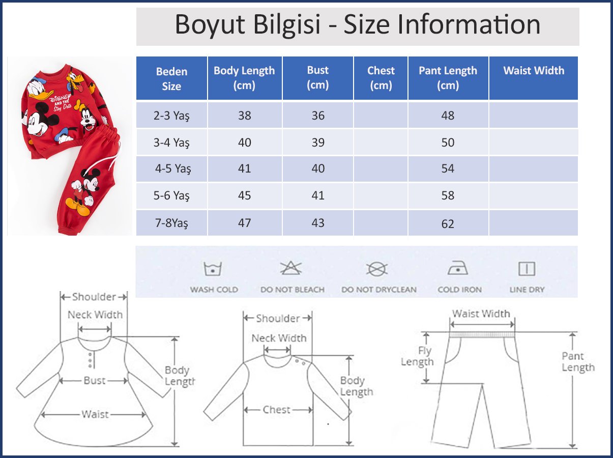 Orijinal Marka Yazılı Figür Baskılı Kız/Erkek Çocuk Takım KIRMIZI -  7-8 Yaş