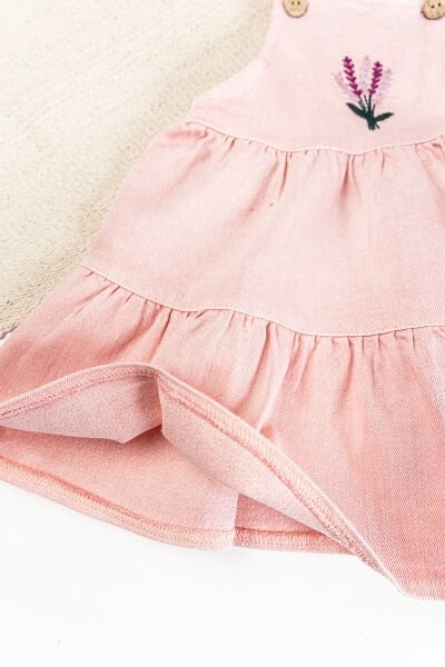 Çiçek İşlemeli Yazlık Askılı Kız Çocuk Elbise