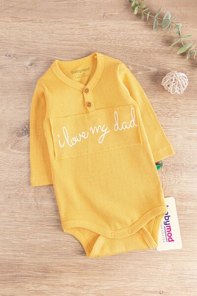 I Love Dad Baskılı Uzun Kollu Kız/Erkek Bebek Zıbın Bebek Çıt Çıtlı Body