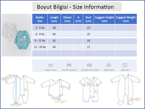 Kedi Figürlü 2'li Kız/Erkek Bebek Çıt Çıtlı Body Zıbın Takımı