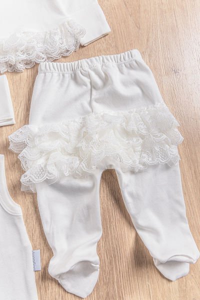 Natural Fistolu 10 Parça Kız Bebek Hastane Çıkışı Bebek Takımı KREM -  0-3 AY