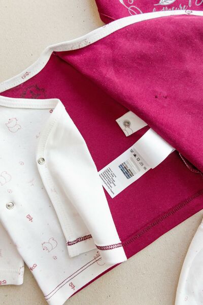 Organik Sincap Figürlü 5 Parça Kız Bebek Hastane Çıkışı Bebek Seti