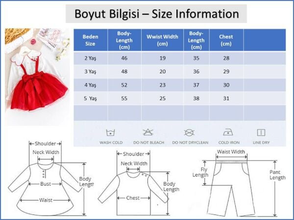 Kız Çocuk Elbise Salopet Özel Gül Elbisesi Kırmızı