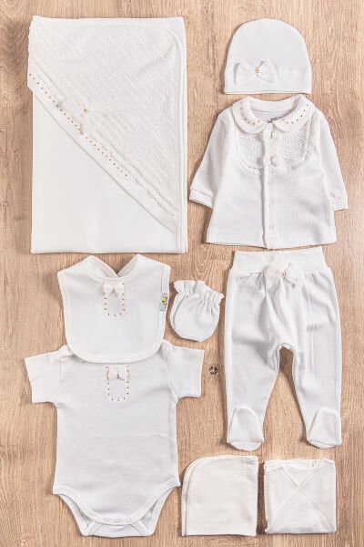 Natural Fiyonklu 10 Parça Kız Bebek Hastane Çıkışı Bebek Takımı