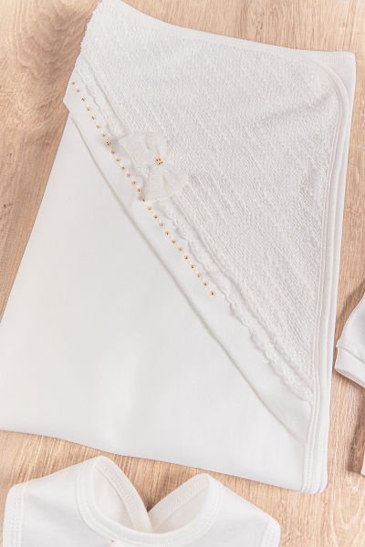 Natural Fiyonklu 10 Parça Kız Bebek Hastane Çıkışı Bebek Takımı KREM - Yeni Doğan