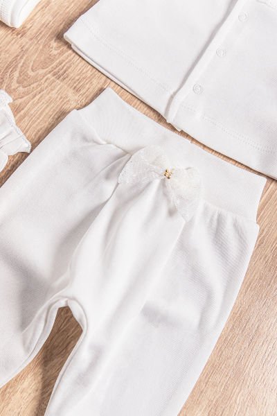 Natural Fiyonklu 10 Parça Kız Bebek Hastane Çıkışı Bebek Takımı KREM - Yeni Doğan