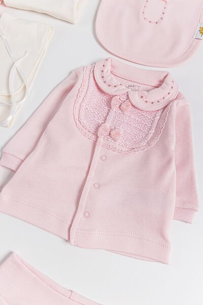 Natural Fiyonklu 10 Parça Kız Bebek Hastane Çıkışı Bebek Takımı PEMBE - Yeni Doğan