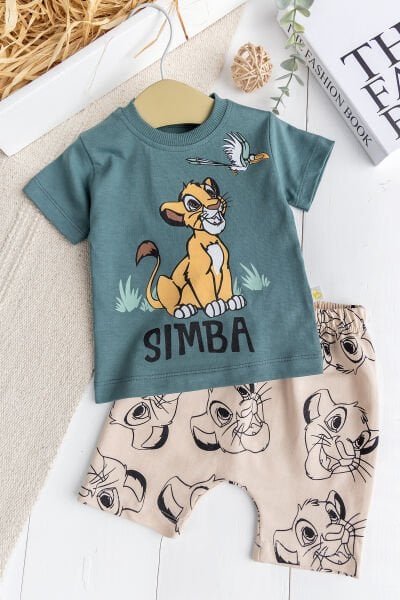 Aslan Fiğürlü 2'li %100 Pamuk Yazlık Erkek Bebek Takım Set