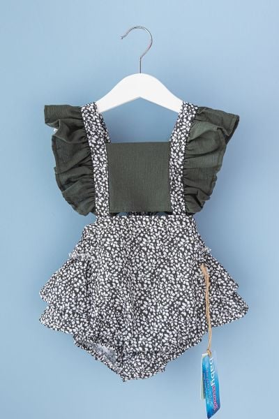 Fırfırlı Çiçekli Yazlık Kız Bebek Tulum