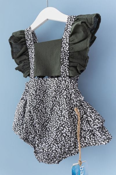 Fırfırlı Çiçekli Yazlık Kız Bebek Tulum