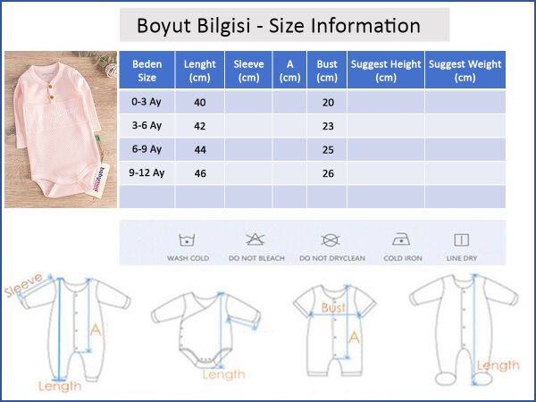 I Love Mom Baskılı Uzun Kollu Kız Bebek Zıbın Bebek Çıt Çıtlı Body SOMON -  9-12 AY